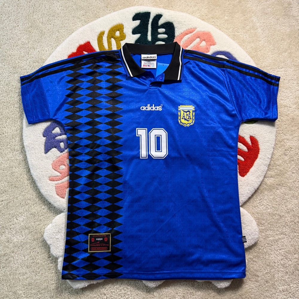 Adidas Argentina 1994 Away Messi 10 Jersey Blue Black Diamond Size XL